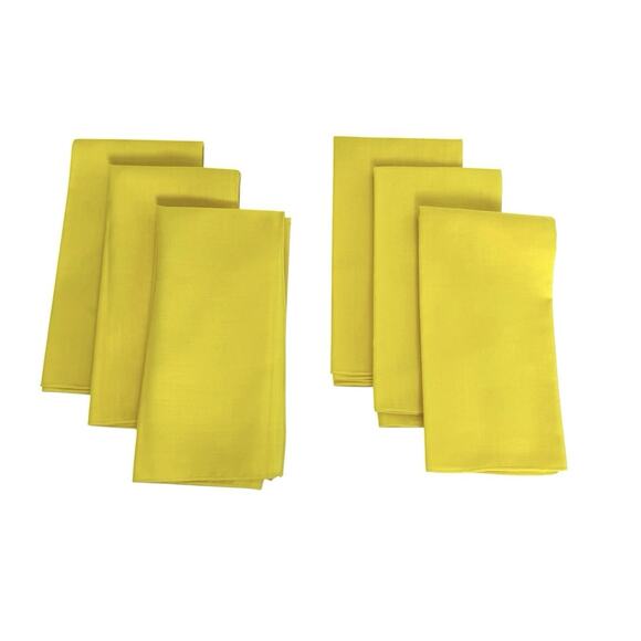 Cloth Dinner Napkins Set of 6 Bright Yellow Color Square 18 Inch Soft Fabric - Picture 1 of 7